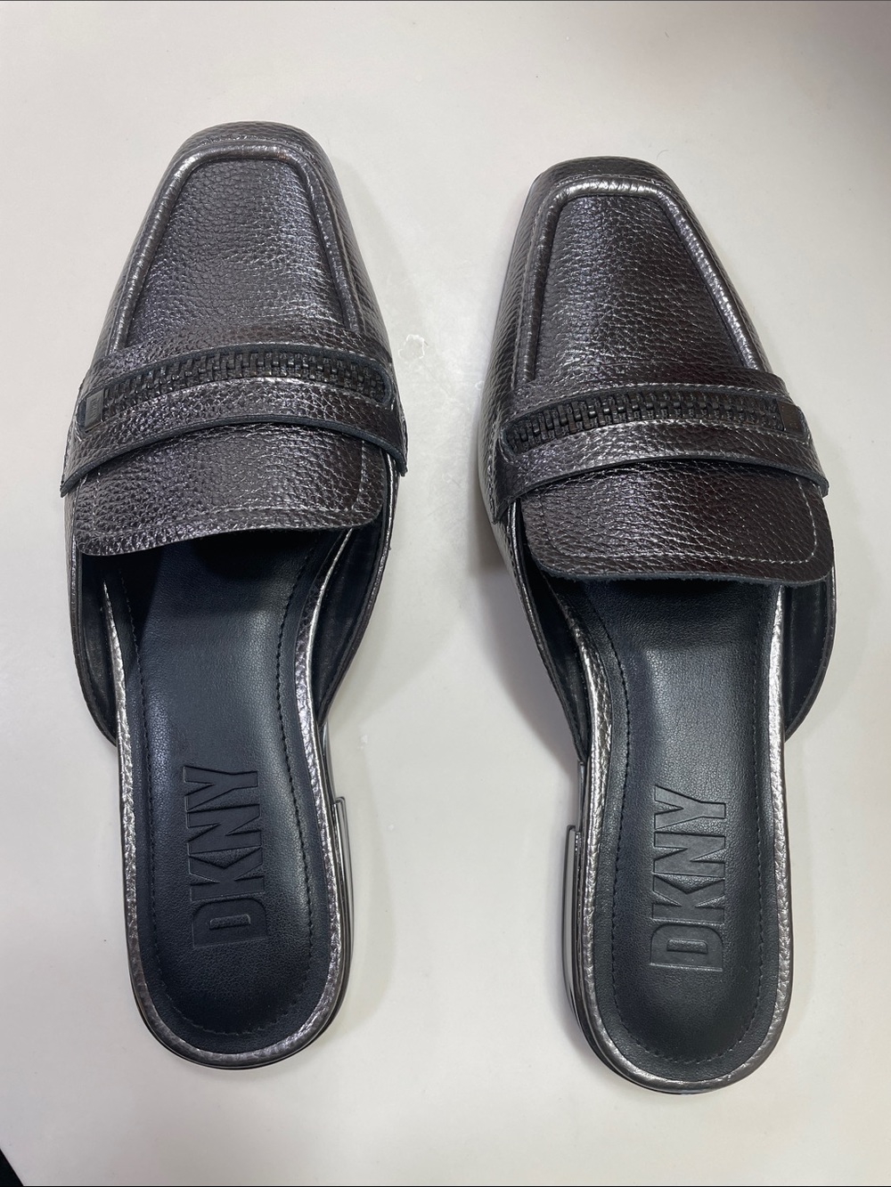 Dkny Metallic Charcoal Slip-On Loafers